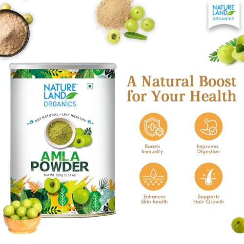 Image of Natureland Organics Amla Powder 100gm - Organic Healthy Powder (Pack of 3)