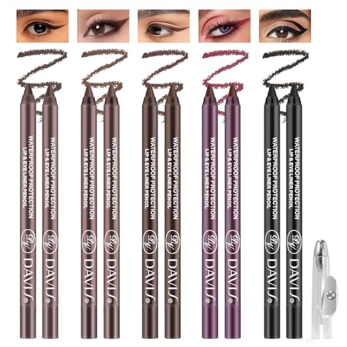 Set de 10 lápices gel delineadores marrón negro ciruela miniatura 1