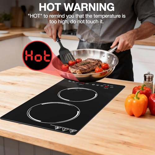 Image of Double Induction Cooktop, Portable Induction Stove Hot Plate with 9-Level Touch Control, Safety Lock, Auto Shutoff Timer Setting, Overheating Protection for Apartments, RVs, Camping