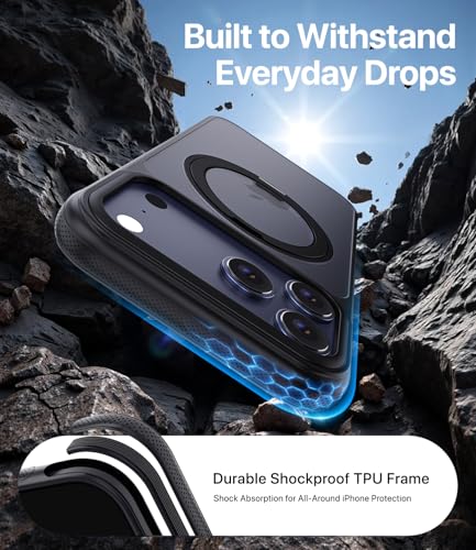 Image of for iPhone 17 Pro Case, Compatible with MagSafe, Slim Shockproof Military-Grade Rugged Protective Case with Stand, Camera Control, Comfort Grip (A-Black, iPhone 17 Pro)