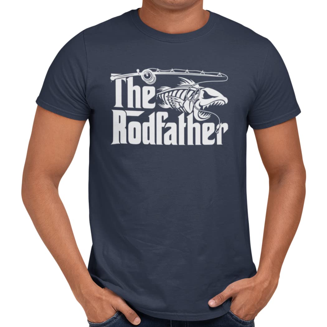 Getting Shirty Unisex Blue The Rodfather Men And Women's Funny Fishing T-Shirt (As8, Alpha, Xx_l, Regular, Regular, )
