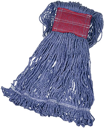 Image of Amazon Basics Loop-End Synthetic Mop Head, 5-Inch Headband, Large, Machine Washable, Blue, 6-Pack