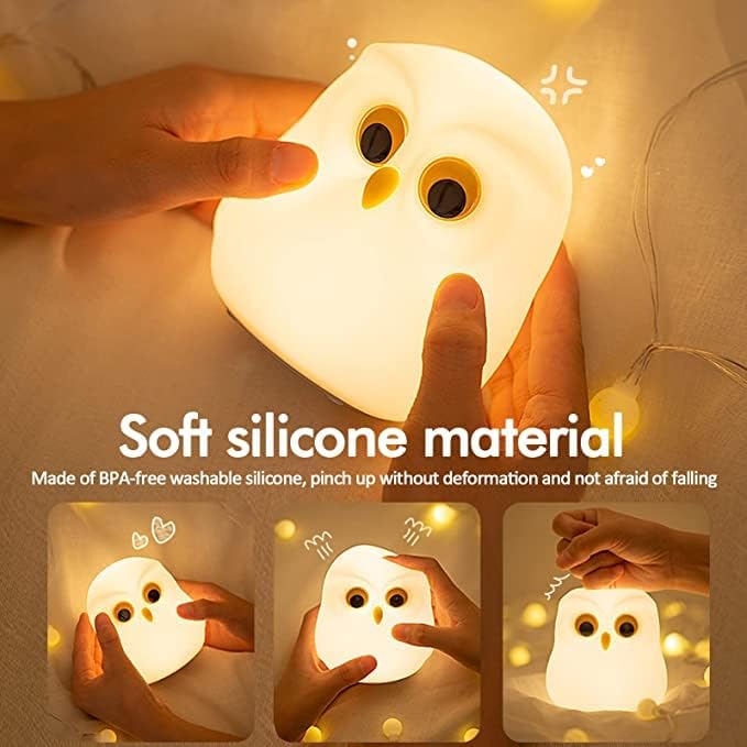 Cute Owl Night Light for Kids,USB Rechargeable Animal Lamps,Multi-Color Room Decoration,Creative Feeding Light at Night LED Color Changing Soft Silicone ABS+PC Material Bedside Lamp Birthday Gifts