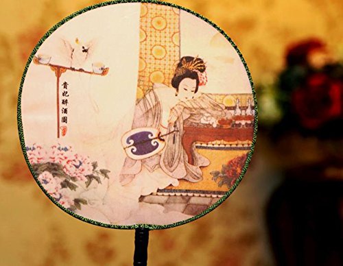 Fodattm Set Of 4 Round Chinese Ancient Hand Fan Classic Palace Paddle Hand Fan #TOP6