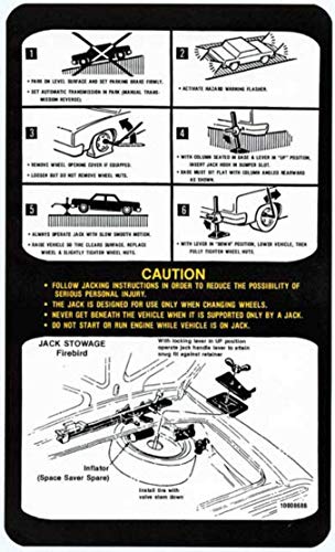 1979 1980 FIREBIRD TRUNK JACK INSTRUCTIONS DECAL (10008686)