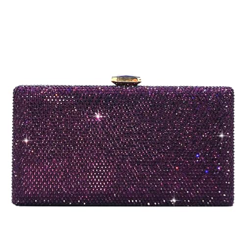 Image of Boutique De FGG Crystal Evening Bags for Women Formal Party Box Clutch Wedding Rhinestone Handbags Bridal Clutch Purse,Mini