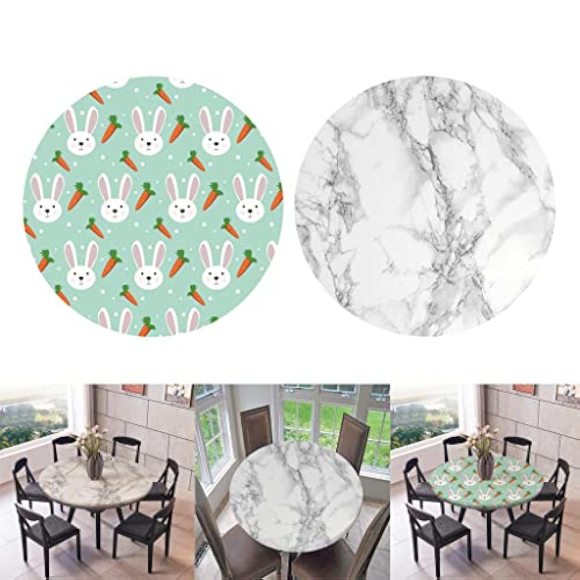 2Pcs Waterproof Non-Slip Round Table Cover, 120cm 48"