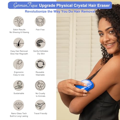 Germantique Crystal Hair Eraser,Natural Crystal Hair Remover,Reusable Painless Nano Glass Hair Removal Device Without Shaver,Gentle Crystal Epilator and Exfoliator for Soft Silky Skin(Royal Blue) - Image 2