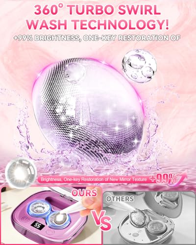 Image of Pro 3.0 Ultrasonic Contact Lens Cleaner - 99% Brightness【Rechargeable】 | 【50KHz Germany Super Motor】【Top1 Intelligent Chip-Smart Modes】Gentle Cleaning, Soft Contact Lens Tools Home Travel (Purple)