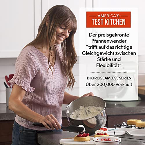 Foto von DI ORO® Seamless Series Pfannenwender Silikon Set - 315°C Hitzebeständiges Teigschaber-Set - Küchenutensilienset aus Silikon Antihaft-Kochgeschirr Sicher - Lebensmittelqualität (3 Stücke, Schwarz)