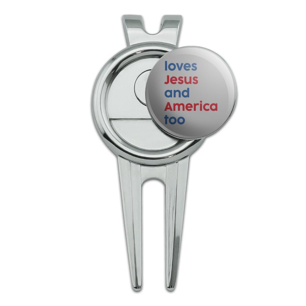 GRAPHICS & MORE Love Jesus and America Too Golf Divot Repair Tool and Ball Marker