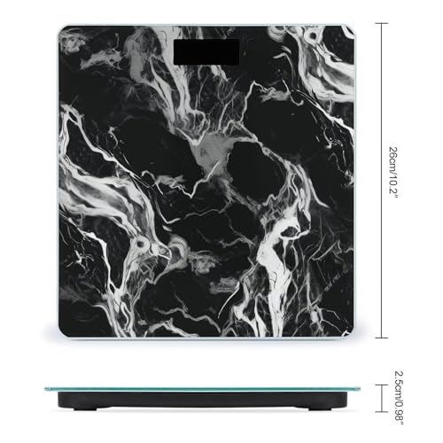 Báscula digital de baño con plataforma de mármol blanco y negro miniatura 2