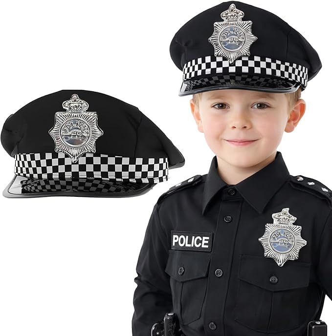 Active Star Kids Police Officer Hat, Boys & Girls Pretend Play Police Dress Up Hat Role Play Prop Costume Accessory For Police Outfit Book Week & School Events