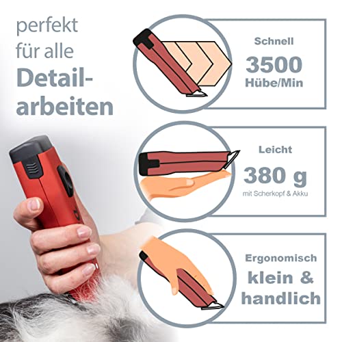 EHASO AESCULAP Profi Hundeschermaschine Set Durati Speed mit Scherk. + Hundenapf + Aufschiebekammset (Rot)