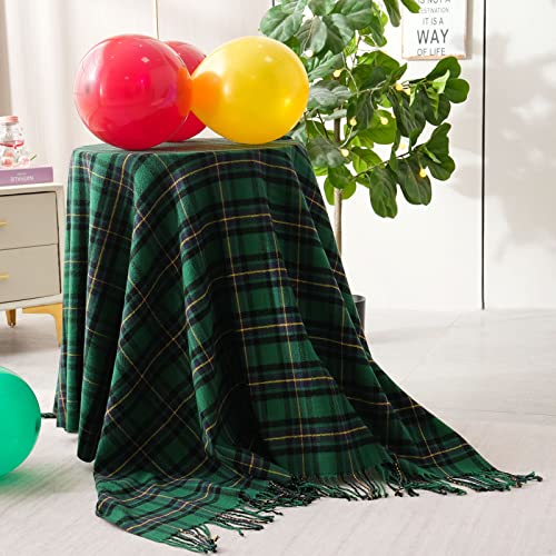 Buffalo Plaid Throw Blanket For Couch Farmhouse Check Style - Soft Cozy Lightweight With Tassels For Bed Sofa Living Room Home Office Outdoor - 50 X 60 Inches - Forest Green #TOP7