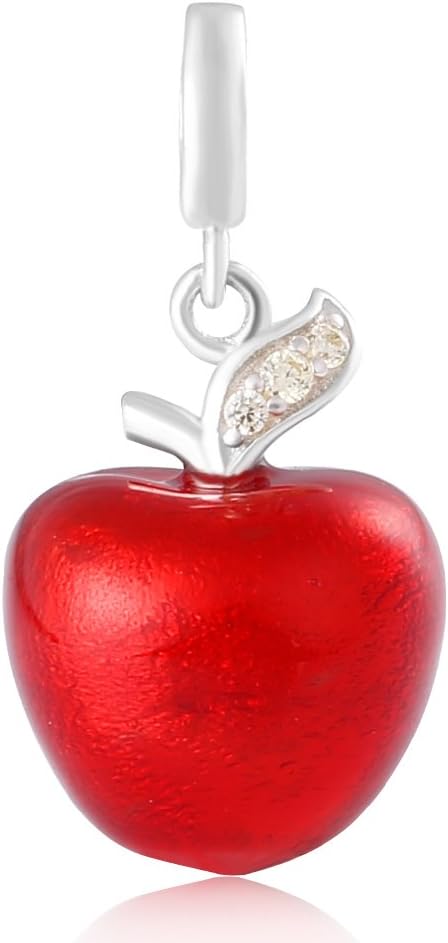 Christmas Apple Charms Authentic 925 Sterling Silver Red Apple Dangle Beads for Bracelet Necklace-Great Gift Ideal - Image 2
