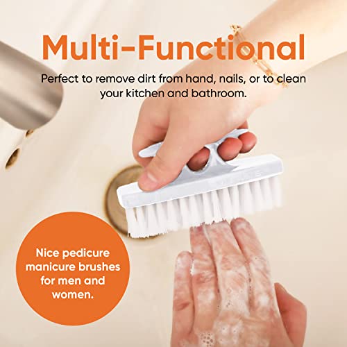 Superio Nail Brush Set (3 Pack) Cleaner With Handle - Durable Brush Scrubber To Clean Toes, Fingernails, Hand Scrubber All Surface Cleaning, Heavy Duty Scrub Brush Stiff Bristles, Easy To Hold (White) #TOP5
