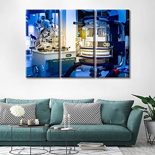 Image of TUMOVO Medical Laboratory Pictures Artwork Wall Decor 3 Piece Clinical Laboratory Painting Black and White Wall Art Posters and Prints Framed Ready to Hang (42 inch Wx28 H)