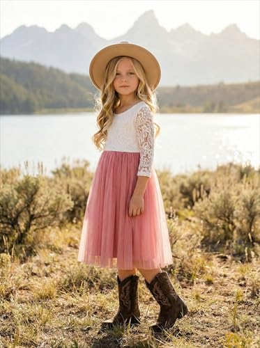 Image of 2Bunnies Girl Peony Lace Back A-Line Straight Tutu Tulle Party Flower Girl Dress