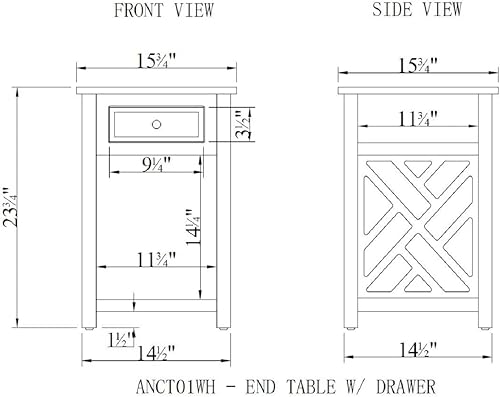 Miniatura 3 de Alaterre Furniture Coventry - Mesa auxiliar de madera con cajón y estante, color gris