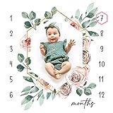 Calloo Baby Monthly Milestone Blanket for Baby Girls, Baby Monthly Milestone Blanket Girl, Baby Mont
