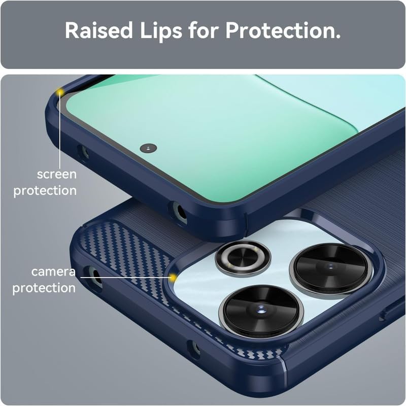Image of NPRC Hybrid Ultra Slim Protective Case TPU Non-Slip Carbon Fiber Texture Shockproof Case Cover for Redmi 13 5g - Blue