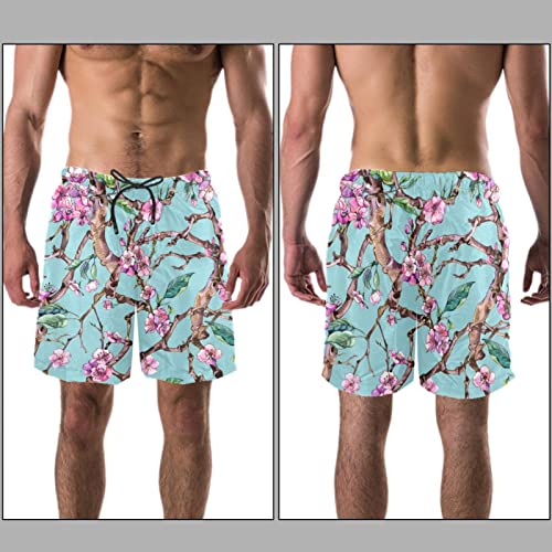 Maillots de bain pour hommes HadHfun imprimé fleurs rose cerise