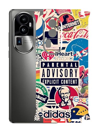 Image of AtOdds - Compatible for Oppo Reno 10 PRO Plus (5G) Mobile Back Skin Sticker - Lamination - Rear Screen Guard Protector Film Wrap (Coverage - Back+Camera+Sides) (Design - Explicit Graffiti)