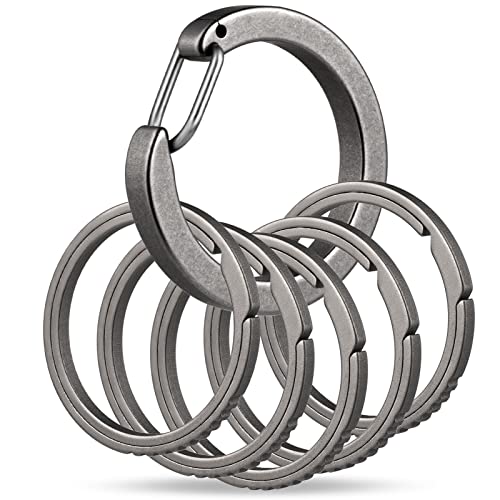 Image of TISUR Titanium Keychain Rings,Carabiner Dog Tag Key Chain Rings