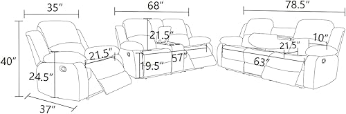 Miniatura 2 de Hanzo - Juego de sofá de piel sintética para sala de estar, sala de juegos, habitación de invitados, dormitorio, hotel