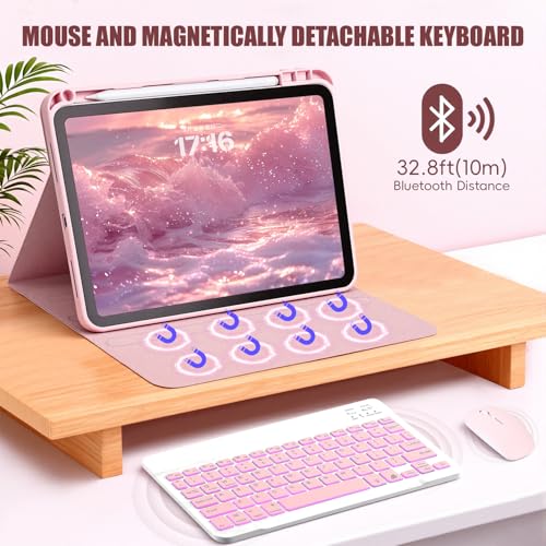 LUIOOXEIM Backlit Keyboard Case for iPad 10th/11th Generation, 7-Color Backlit, Detachable Keyboard, with S Pen Holder and Mouse, for iPad A16 11-inch 2025 Model/10th Generation 10.9-inch 2022 Model by LUIOOXEIM - Image 4