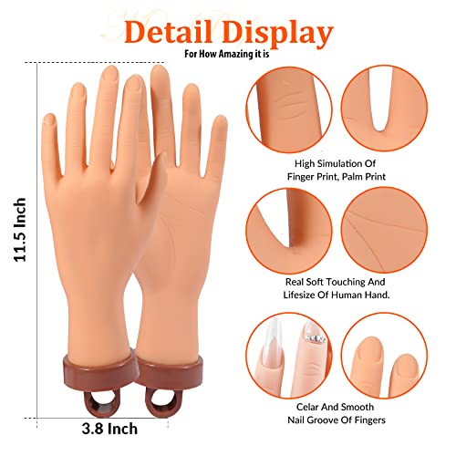 Practice Hand For Acrylic Nails, Flexible Nail Hand Practic Nail Training Fake Hand Nails Practice Mannequin Hands Manicure Hand Practice With Nails 1Pcs #TOP2