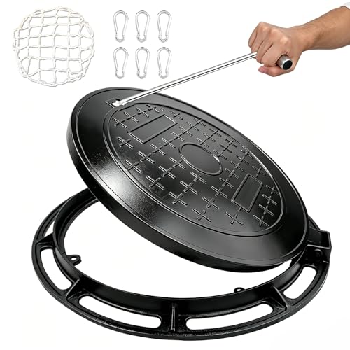 5T Load Round Manhole Cover 20 in, Cast Iron Access Lid with Frame