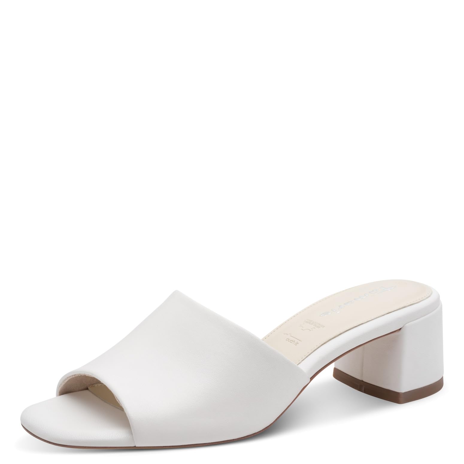 Tamaris Mule femme à talon bloc en cuir blanc 37 EU