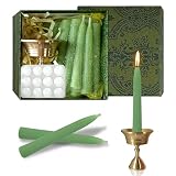 Meditation Candles 30PCS, Sage Scent Green Mini Taper Candles with Holder