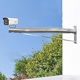 üBerwachung Sicherheitskameramast Edelstahl-Überwachungskameramast für Die Ecke, Weiße Überwachungsmasten für Den Außenbereich zur Dachinspektion(Single Gun,1.0 m(3.28 ft))
