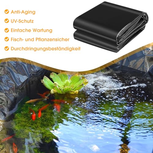 TezhiIe Teichfolie LDPE schwarz, langlebig, faltbar & reißfest Fischteichfolie, 157\x197\ Teichfolien Schwerlast für Fischteich, Wasserfall, Koi Teiche, 0,5 mm/20 Mil Dicke (4 * 5)
