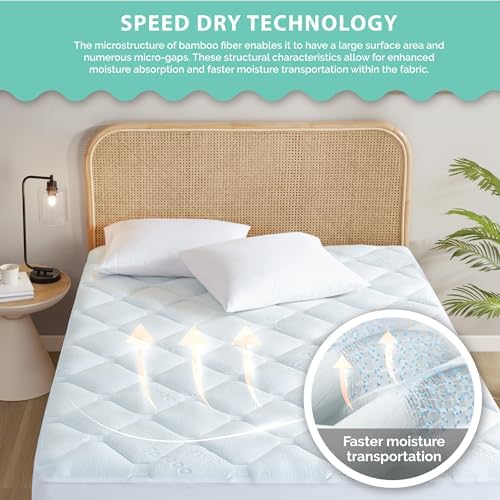 Degrees of Comfort 1 Inch 3cm Memory Foam Mattress Topper Double Bed, Mattress Pad with Soft Bamboo Cover with Extra Deep Pock, Breathable Skin-Friendly Mattress Topper 135x190x3cm