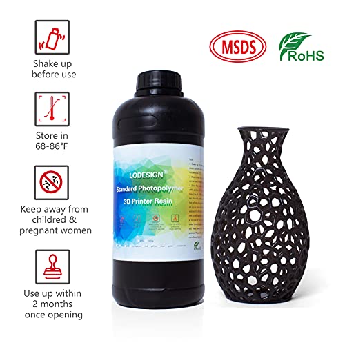 Image of 3D Printer Resin Standard Photopolymer 405nm UV-Curing Resin Low Odor Low Shrinkage High Precision Printing for LCD 3D Printers Gray /1KG
