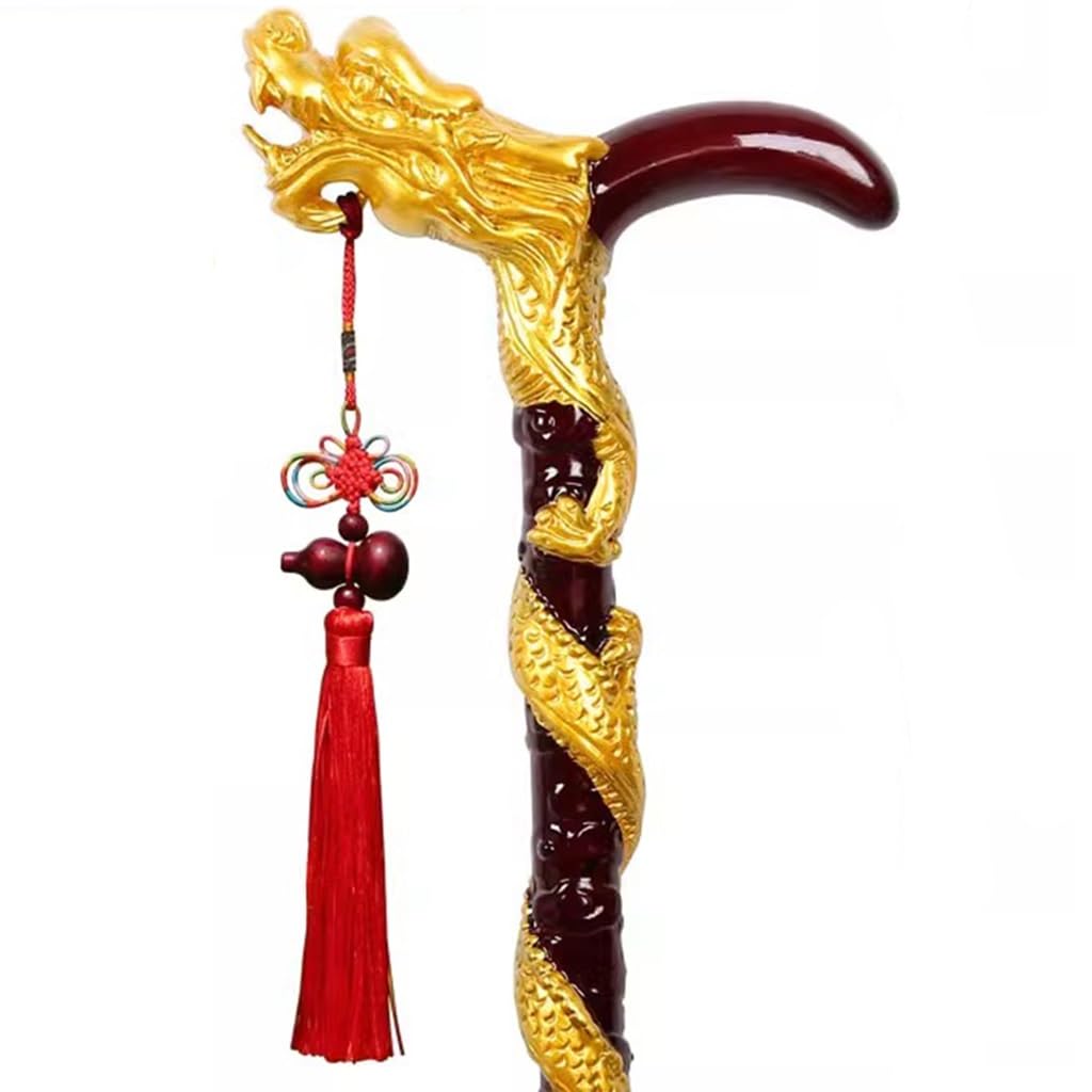 Bastone da Passeggio A Forma di Drago A Spirale Dipinto in Oro, Bastone Ergonomico Antiscivolo per La Mobilità di Uomini E Donne, Portata 90 Kg/198,4 Libbre(82cm(Use Height 156-160cm))