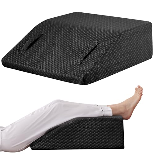 Leg Elevation Pillow for After Surgery, 8inch Foam Leg Elevating Pillow for Swelling and Blood Circulation, Leg Wedge Pillow for Sleeping, Knee Pillow for Knee Hip Ankle Pain Relief, Black