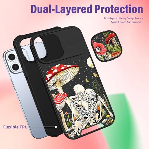 Image of Funermei (2in1 for iPhone 12 Case /iPhone 12 Pro Case for Women Cute Girls Skull Phone Cover Skeleton Goth Fun Spooky Horror Scary Design with Camera Cover Funda for Apple for iPhone 12 /12 Pro Case