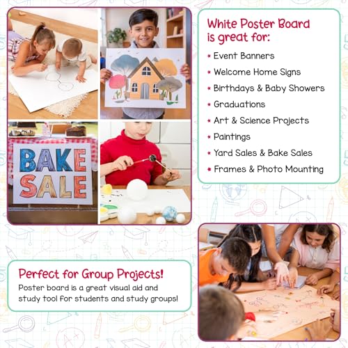 Hygloss Quadro de pôster branco 28 x 35 cm, pacote com 25 - cartolina em branco para material escola