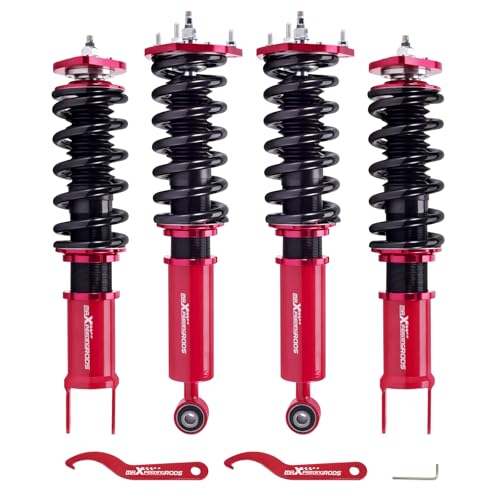 maXpeedingrods Coilovers for Nissan 370Z RWD 2009-2020, for Infiniti G37 RWD 2008-2015, 24 Levels Damper Adjustable Coilovers Suspension Kit, Height Adjustable Shock Absorber Strut, Lowering Kit, Red