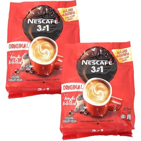 2 Packs Nescafé 3-in-1 ORIGINAL Premix Instant Coffee Single Serve Packets Total 50 Sticks Cover