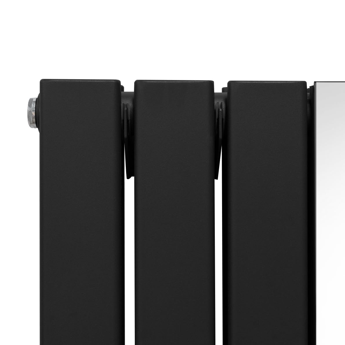 Radiatore con specchio 1800mm x 565mm e valvole TRV cromate Radiatore di design a doppia colonna verticale in acciaio al carbonio Nero Kit di fissaggio e staffe con spazzola di pulizia