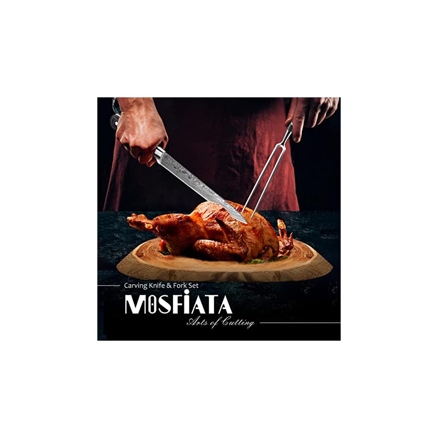 MOSFiATA-8-Carving-Knife-and-7-Fork-Set-Brisket-Slicing-Knife-Premium-Meat-Cutting-Knife-German-High-Carbon-Stainless-Steel-EN4116-BBQ-knives-for-Slicing-Meats-Fruits-and-Vegetables MOSFiATA 8" Carving Knife and 7" Fork Set Brisket Slicing Knife Premium Meat Cutting Knife German High Carbon Stainless Steel EN.4116 BBQ knives for Slicing Meats, Fruits and Vegetables