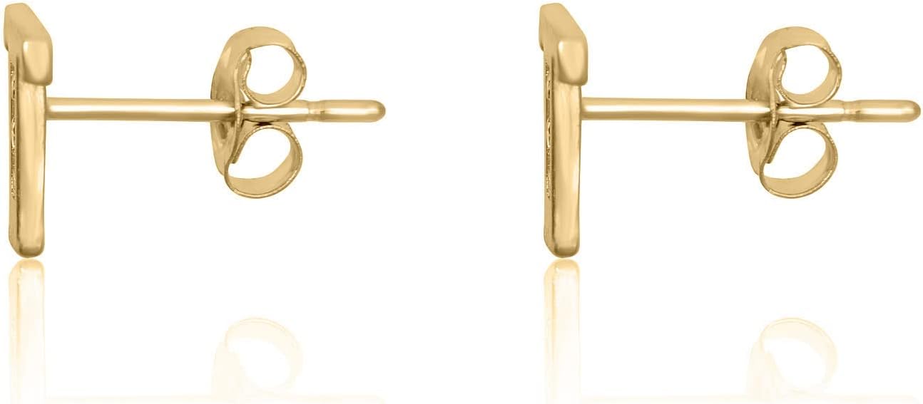 AVORA 10K Yellow Gold Simulated Diamond CZ Initials Stud Earrings
