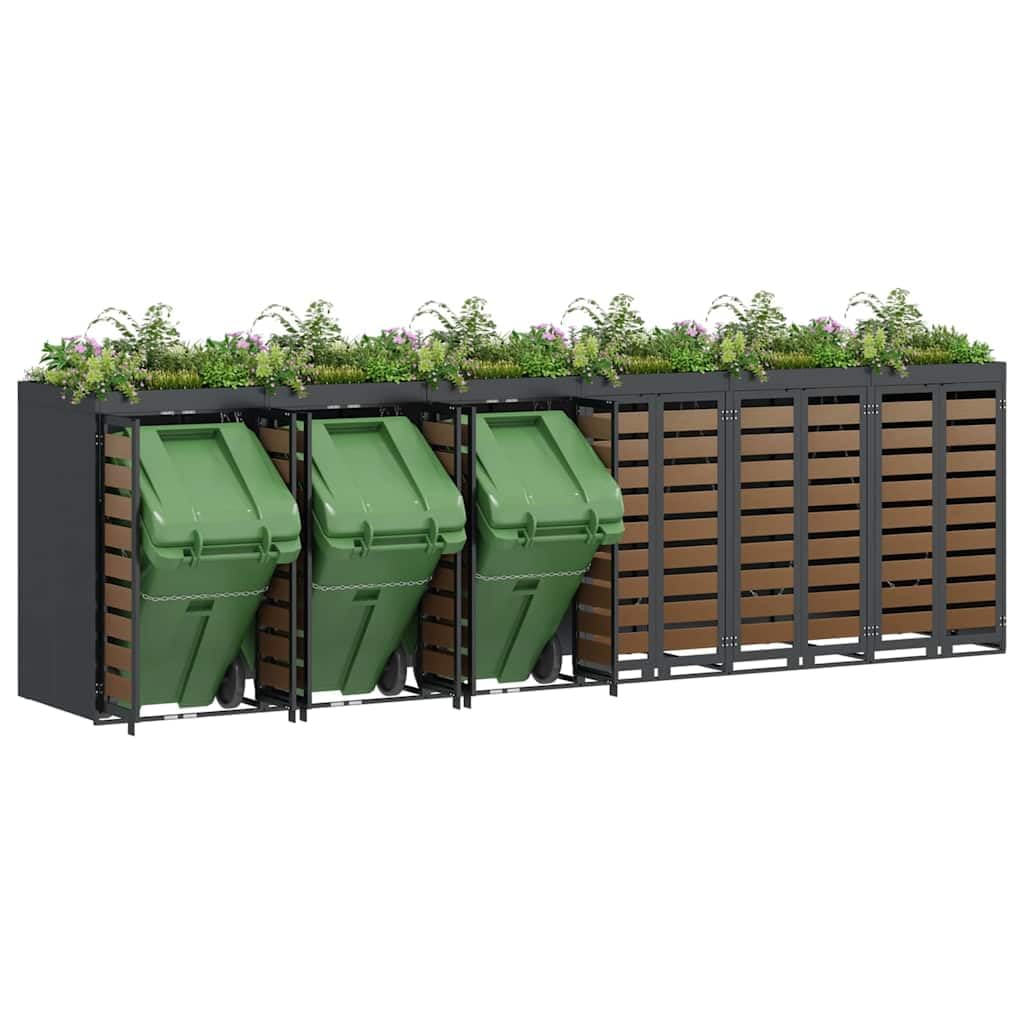 Genérico Almacenamiento de Cubos Wheelie para 3 Cubos Antracita,Productos del hogar,Accesorios para contenedores de residuos,Soportes para contenedores de residuos-3394777