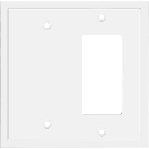 Modern Edge Decorative Wall Plate Switch Plate Outlet Cover, Durable Solid Zinc Alloy (Blank/Decorator, White)